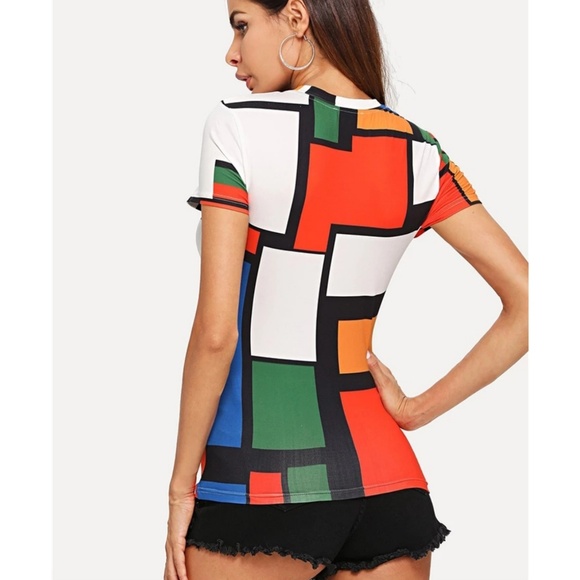 New with tags colorful chic unique geometric top - Picture 3 of 5